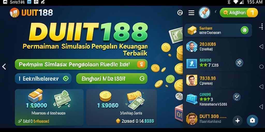 Tampilan gameplay simulasi pengelolaan keuangan yang mendidik.