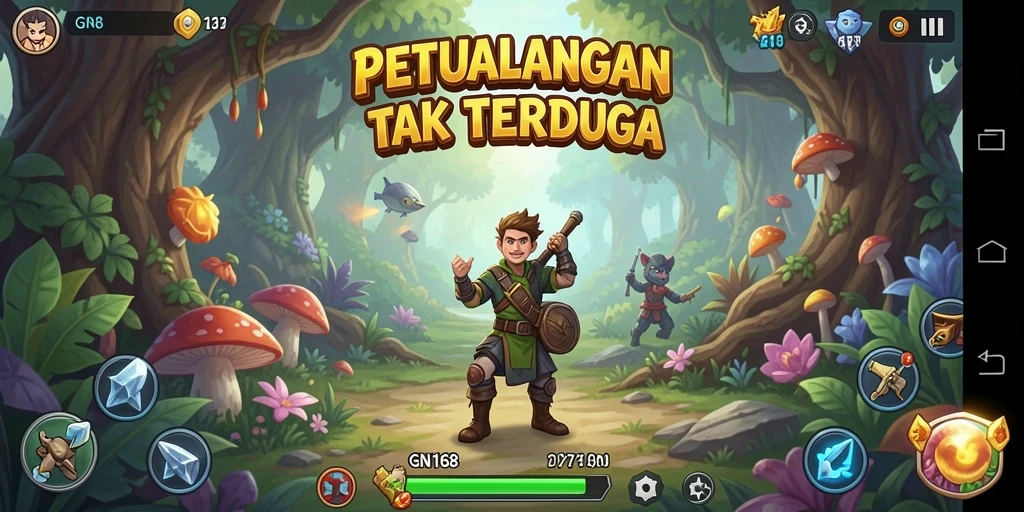 Screenshot gameplay GN168 dengan aksi petualangan yang mendebarkan.