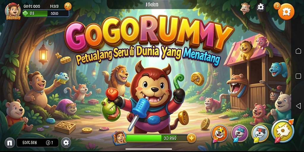 Screenshot GOGORUMMY menampilkan aksi petualangan yang mendebarkan.