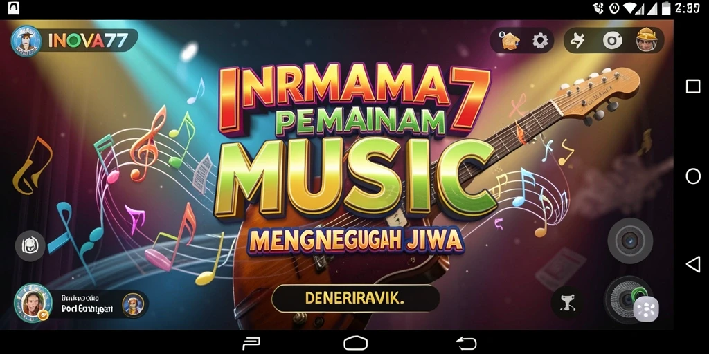 Tampilan gameplay INOVA77 yang menampilkan interaksi pengguna dengan musik.