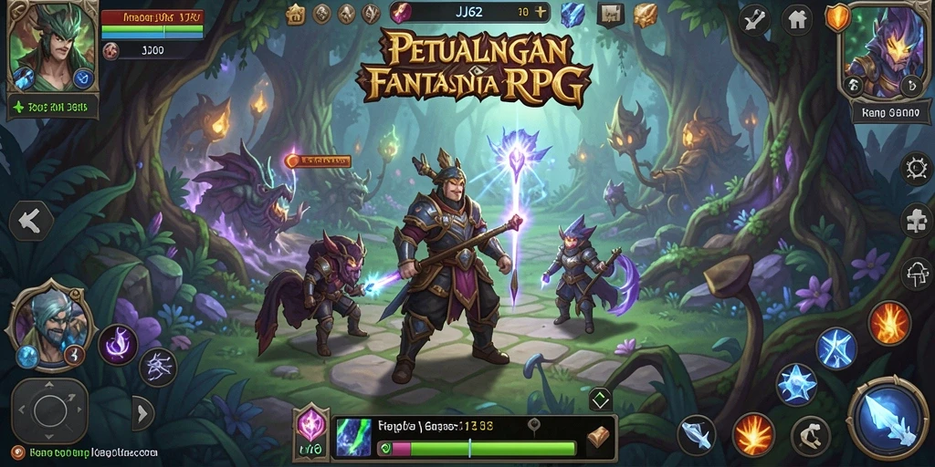 Screenshot gameplay JJ62 yang menampilkan pertarungan seru dan lingkungan yang indah.