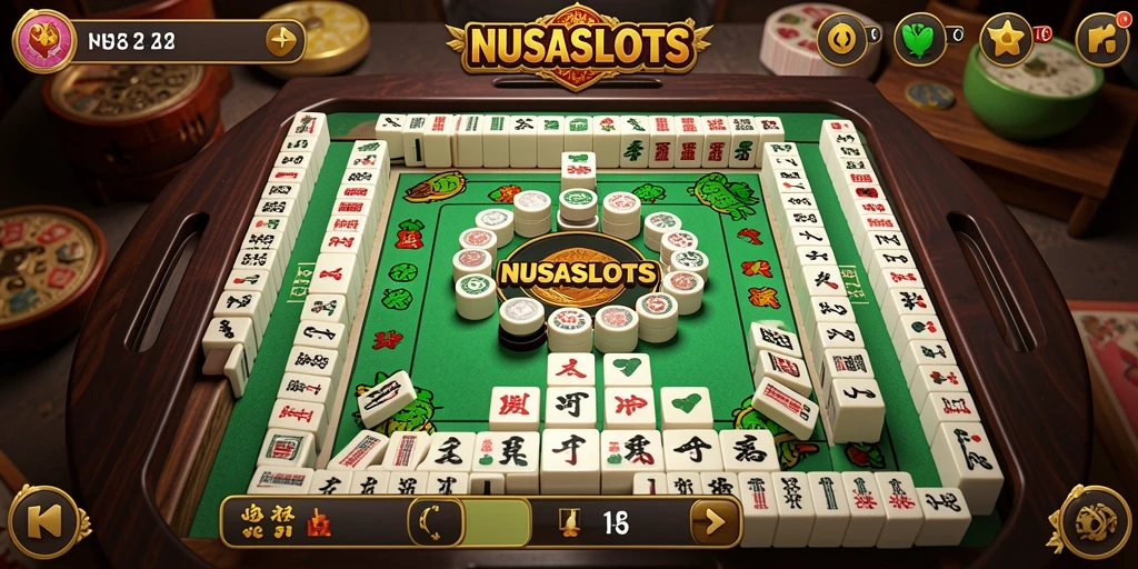 Tampilan gameplay NUSASLOTS yang menakjubkan di tengah permainan Mahjong.
