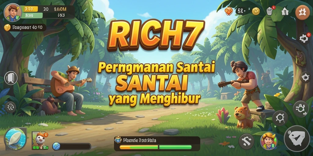 Tampilan gameplay RICH7 yang cerah dan menyenangkan.