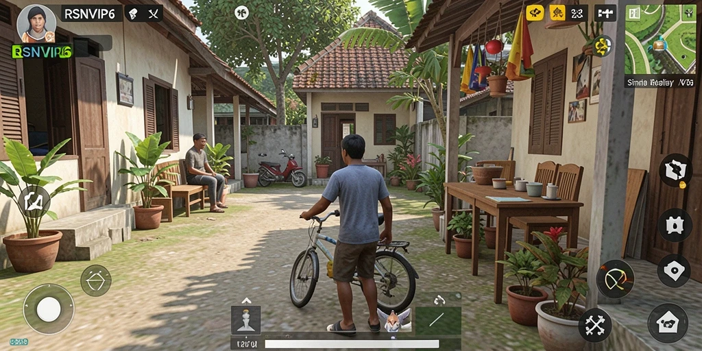 Screenshot RSNVIP6 menampilkan gameplay simulasi kehidupan yang realistis.