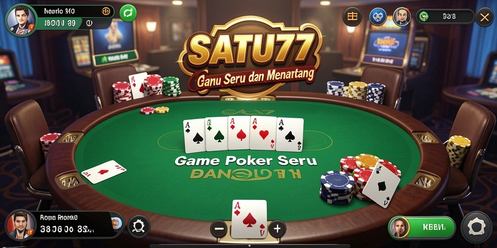 Screenshot utama SATU77 menampilkan gameplay Poker yang mendebarkan.